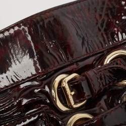 Pre Owned Jimmy Choo Burgundy Patent Leather Oversized Rio Chain Clutch