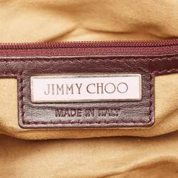 Pre Owned Jimmy Choo Burgundy Patent Leather Oversized Rio Chain Clutch