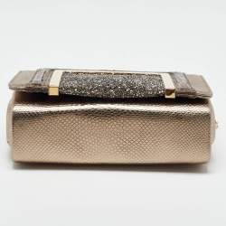 Jimmy Choo Gold/Brown Leather and Snakeskin Ava Crossbody Bag