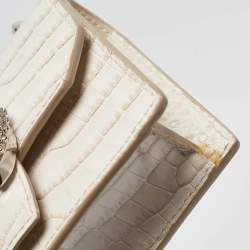 Jimmy Choo Cream Croc Embossed Leather Mini Paris Crossbody Bag