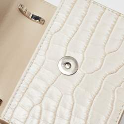 Jimmy Choo Cream Croc Embossed Leather Mini Paris Crossbody Bag