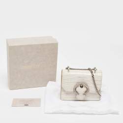 Jimmy Choo Cream Croc Embossed Leather Mini Paris Crossbody Bag