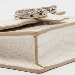 Jimmy Choo Cream Croc Embossed Leather Mini Paris Crossbody Bag