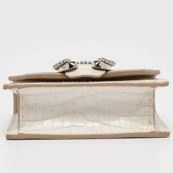 Jimmy Choo Cream Croc Embossed Leather Mini Paris Crossbody Bag