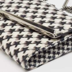 Jimmy Choo Black/White Star Print Wool Elish Chain Clutch