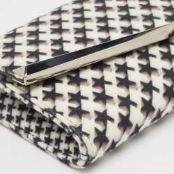 Jimmy Choo Black/White Star Print Wool Elish Chain Clutch