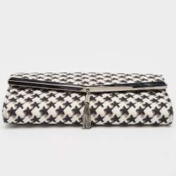 Jimmy Choo Black/White Star Print Wool Elish Chain Clutch