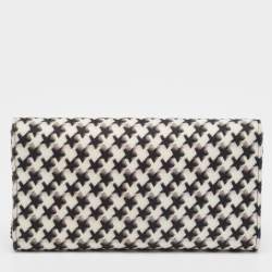 Jimmy Choo Black/White Star Print Wool Elish Chain Clutch