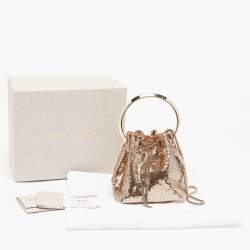 Jimmy Choo Gold Sequins Bon Bon Bucket Bag