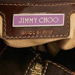 Jimmy Choo Brown Patent Leather and Suede Large Marla Bag