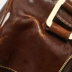 Jimmy Choo Brown Patent Leather and Suede Large Marla Bag