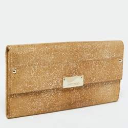 Jimmy Choo Gold Glitter Suede Reese Clutch