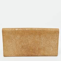 Jimmy Choo Gold Glitter Suede Reese Clutch