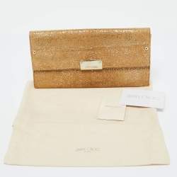 Jimmy Choo Gold Glitter Suede Reese Clutch