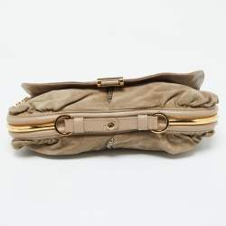 Jimmy Choo Beige Suede and Leather Flap Shoulder Bag