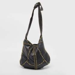 Jimmy Choo Black Leather Studded Hobo