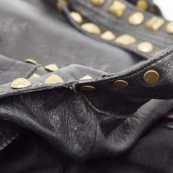 Jimmy Choo Black Leather Studded Hobo