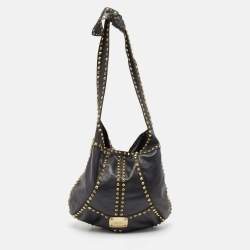 Jimmy Choo Black Leather Studded Hobo