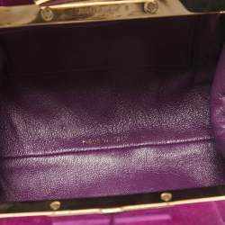 Jimmy Choo Purple Suede Metal Knot Chain Clutch