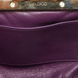 Jimmy Choo Purple Suede Metal Knot Chain Clutch