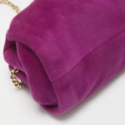 Jimmy Choo Purple Suede Metal Knot Chain Clutch
