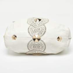 Pre Owned Jimmy Choo White Leather Studded Ramona Shoulder Bag