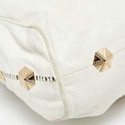 Pre Owned Jimmy Choo White Leather Studded Ramona Shoulder Bag