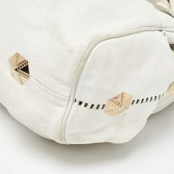 Pre Owned Jimmy Choo White Leather Studded Ramona Shoulder Bag