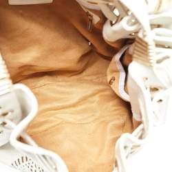 Pre Owned Jimmy Choo White Leather Studded Ramona Shoulder Bag