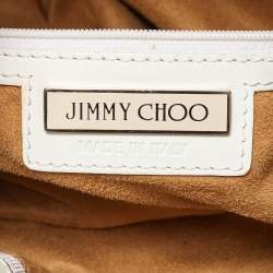 Pre Owned Jimmy Choo White Leather Studded Ramona Shoulder Bag
