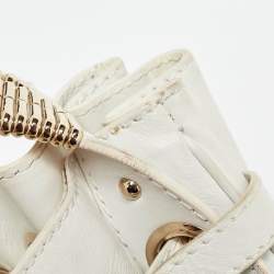 Pre Owned Jimmy Choo White Leather Studded Ramona Shoulder Bag