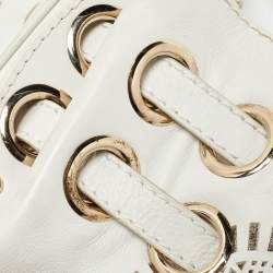 Pre Owned Jimmy Choo White Leather Studded Ramona Shoulder Bag