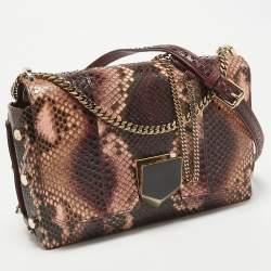 Pre Owned Jimmy Choo Burgundy/Multicolor Python Lockett City Shoulder Bag