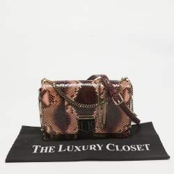 Pre Owned Jimmy Choo Burgundy/Multicolor Python Lockett City Shoulder Bag