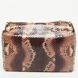 Pre Owned Jimmy Choo Burgundy/Multicolor Python Lockett City Shoulder Bag