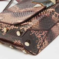 Pre Owned Jimmy Choo Burgundy/Multicolor Python Lockett City Shoulder Bag