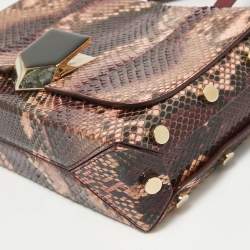 Pre Owned Jimmy Choo Burgundy/Multicolor Python Lockett City Shoulder Bag
