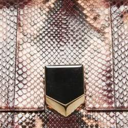 Pre Owned Jimmy Choo Burgundy/Multicolor Python Lockett City Shoulder Bag