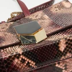 Pre Owned Jimmy Choo Burgundy/Multicolor Python Lockett City Shoulder Bag