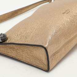 Pre Owned Jimmy Choo Gold Textured Leather Callie Shoulder Bag