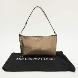 Pre Owned Jimmy Choo Gold Textured Leather Callie Shoulder Bag