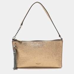 Pre Owned Jimmy Choo Gold Textured Leather Callie Shoulder Bag
