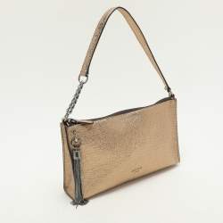 Pre Owned Jimmy Choo Gold Textured Leather Callie Shoulder Bag