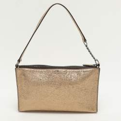 Pre Owned Jimmy Choo Gold Textured Leather Callie Shoulder Bag
