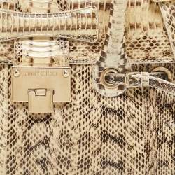 Pre Owned Jimmy Choo Beige/Black Water Snake Rosalie Satchel