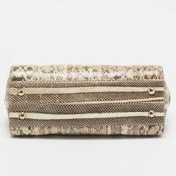 Pre Owned Jimmy Choo Beige/Black Water Snake Rosalie Satchel
