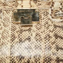 Pre Owned Jimmy Choo Beige/Black Water Snake Rosalie Satchel