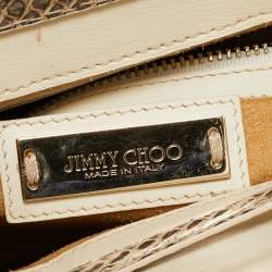 Pre Owned Jimmy Choo Beige/Black Water Snake Rosalie Satchel