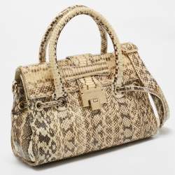 Pre Owned Jimmy Choo Beige/Black Water Snake Rosalie Satchel