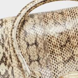 Pre Owned Jimmy Choo Beige/Black Water Snake Rosalie Satchel